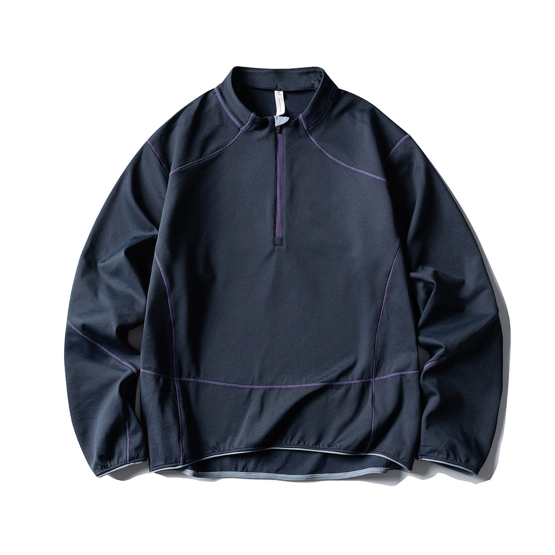 Unisex Half-zip fleece pullover with stand-up collar, flat seams and adjustable hem Mune Fashion