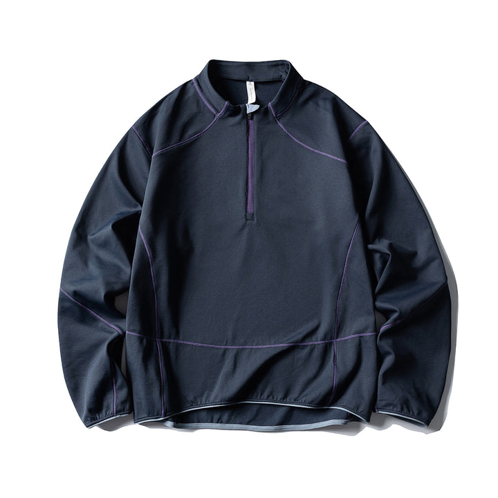 Unisex Half-zip fleece pullover with stand-up collar, flat seams and adjustable hem Mune Fashion