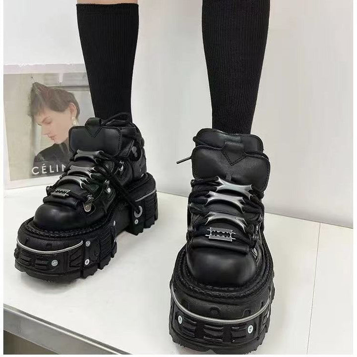 Women's Stable High-Top Boots with Durable Rubber Sole Mune Fashion