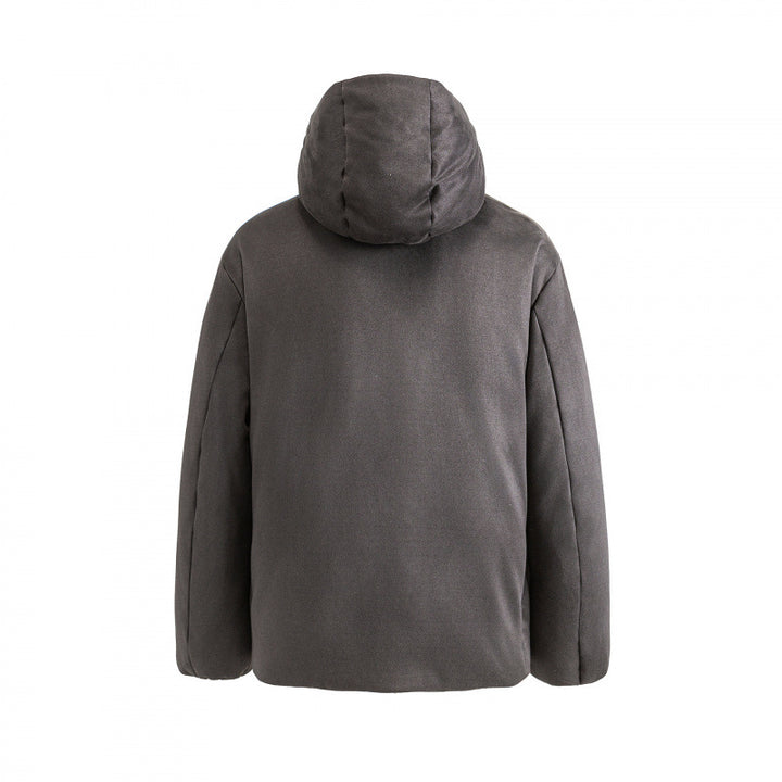 Unisex Padded Boxy Jacket with High Stand-up Collar and Hood Mune Fashion