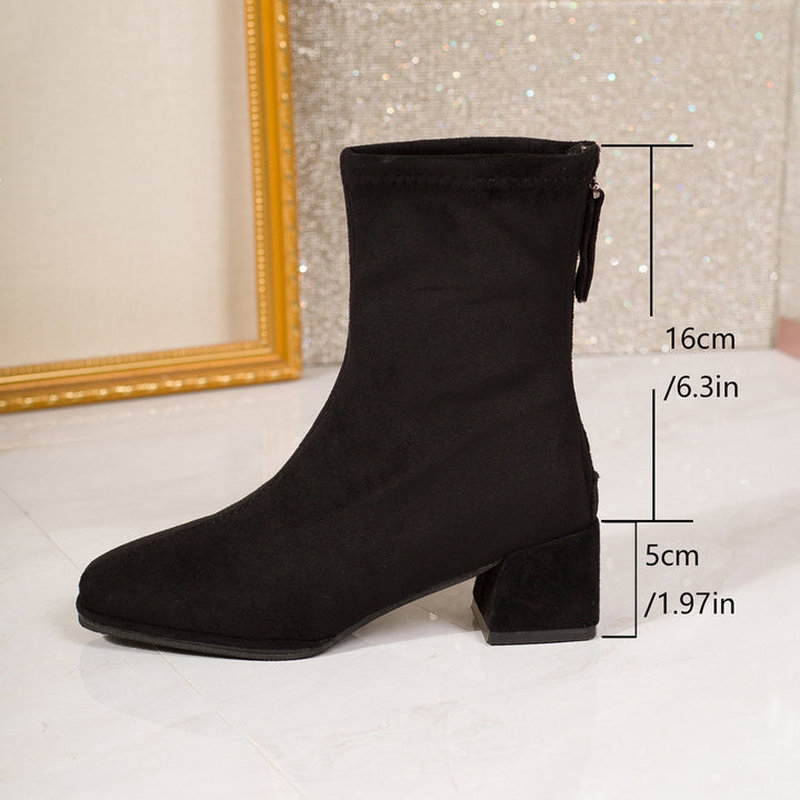 Women Elegant Suede Ankle Boots Mune Fashion