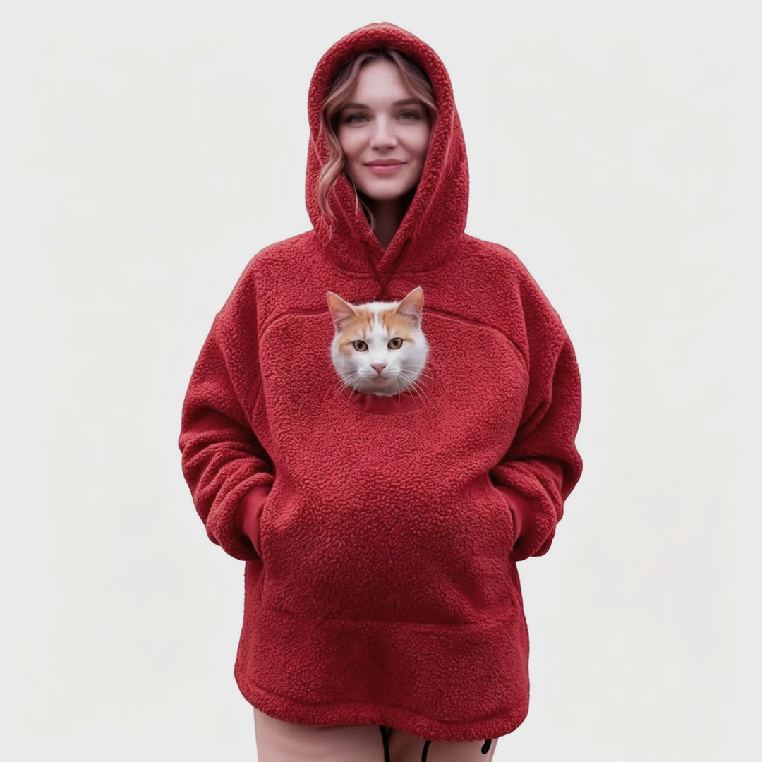 Women’s hoodie with integrated cat cave and extra soft fleece Mune Fashion