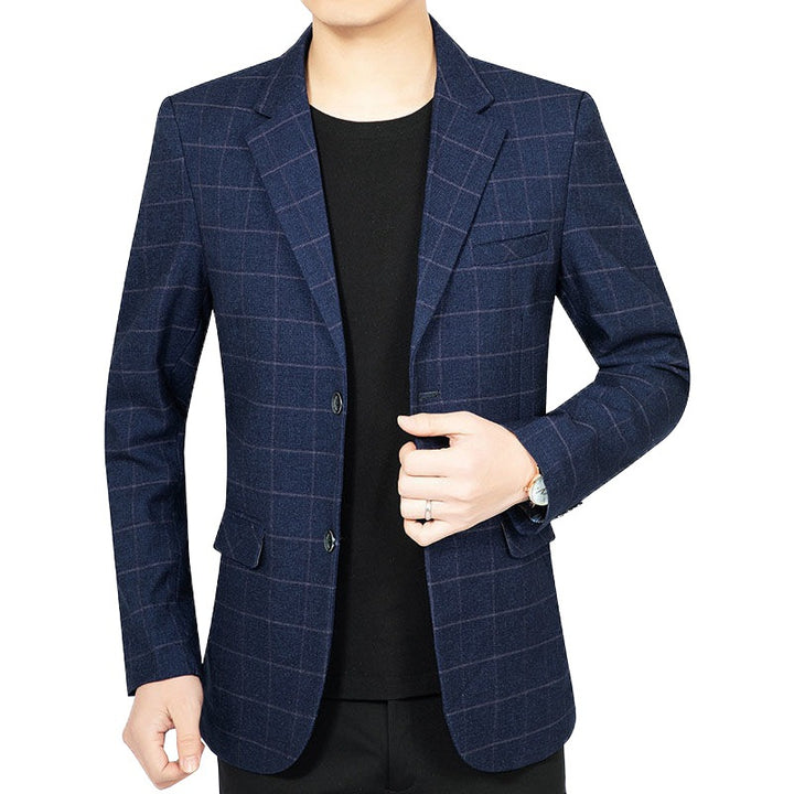 Men's Checked Slim-Fit City Blazer with Window Check and Flap Pockets Mune Fashion