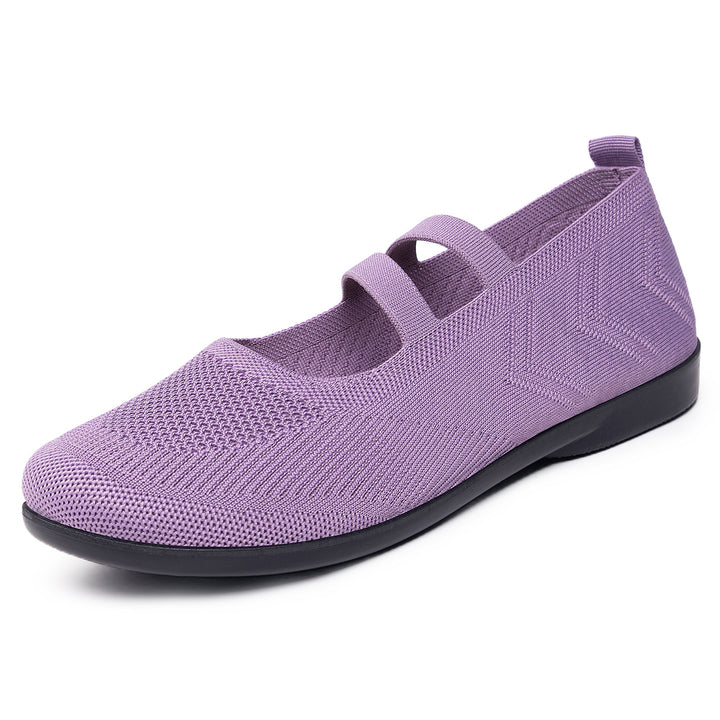 Women’s knitted comfort Mary Jane with double elastic strap and cushioning lightweight sole Mune Fashion