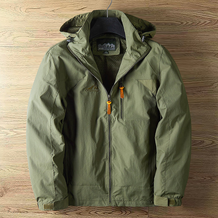Men's Breathable Water-Repellent Outdoor Jacket with Hood and Zipper Mune Fashion