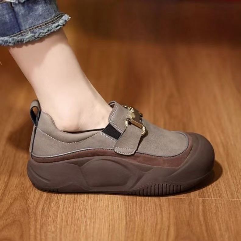 Women's Comfortable Slip-On Sneakers with Fashionable Buckle Mune Fashion