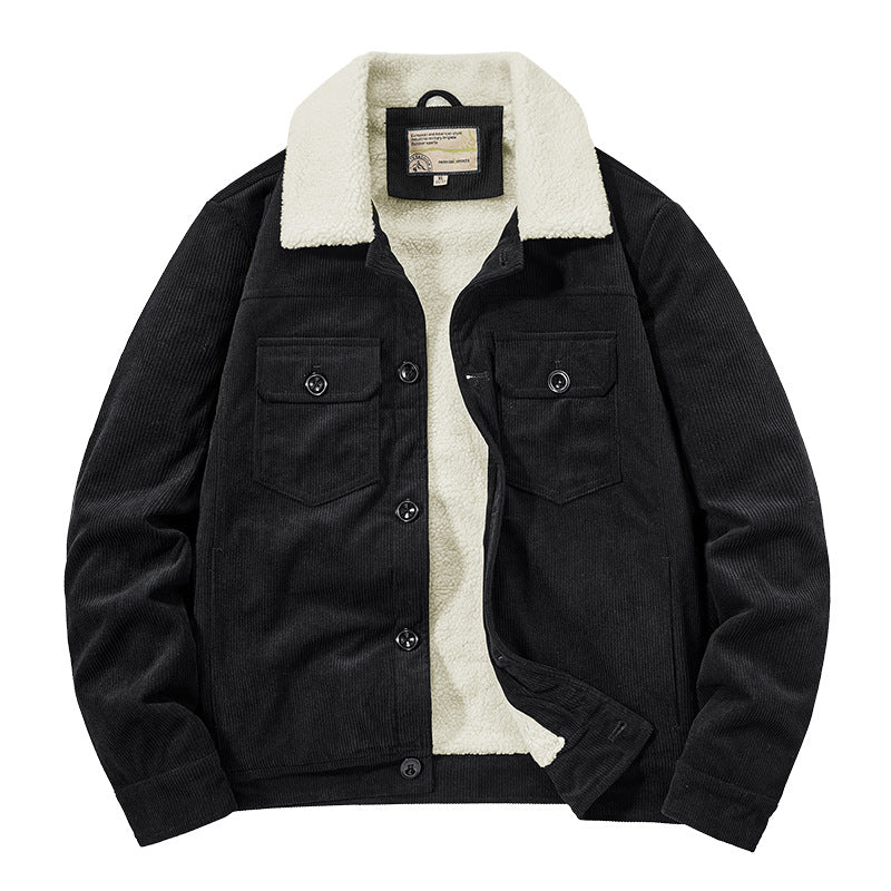 Men's Patterned Cord Jacket with Teddy Lining Mune Fashion