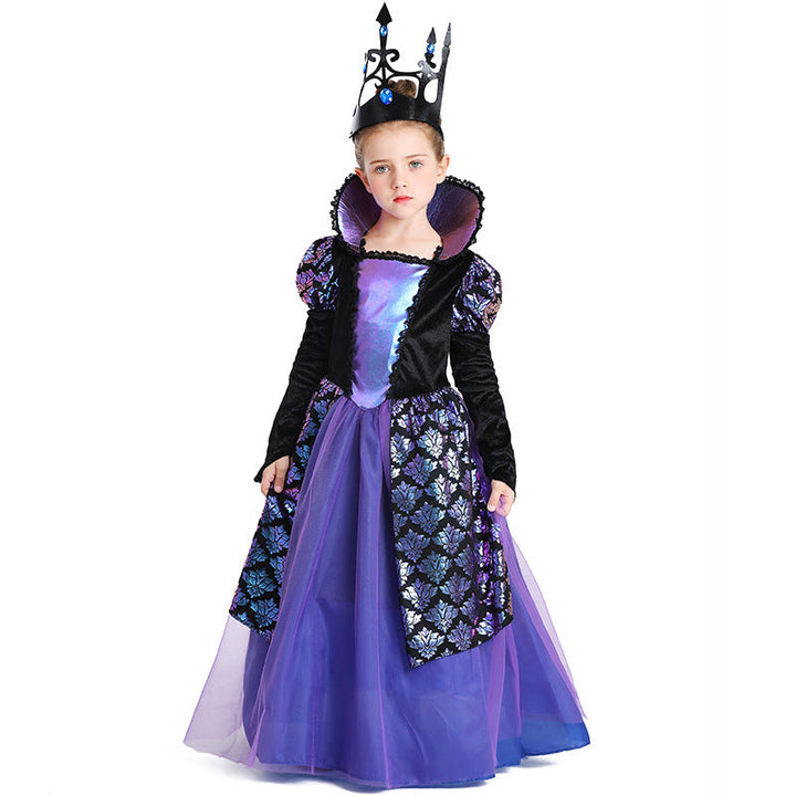Girls Princess Costume with Shimmering Embellishments and Elegant Collar Mune Fashion