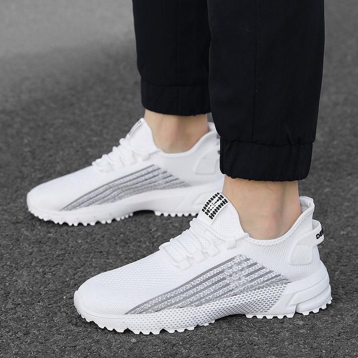 Men's breathable knitted sneakers with textured sole and padded heel cuff Mune Fashion