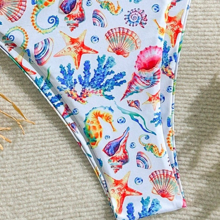 Women's bikini set with colorful underwater motif and adjustable straps Mune Fashion