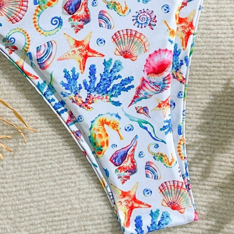 Women's bikini set with colorful underwater motif and adjustable straps Mune Fashion