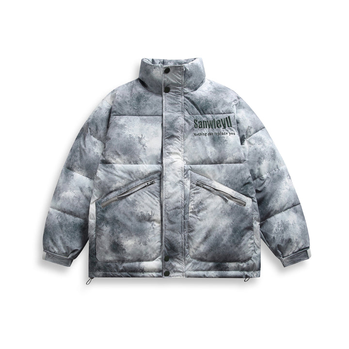 Unisex Short padded blouse jacket in boxy cut with high stand-up collar and diagonal zipper pockets Mune Fashion