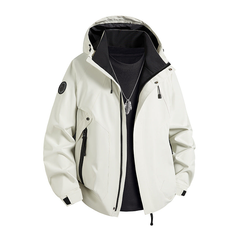Men's waterproof softshell jacket with hood and fleece lining Mune Fashion
