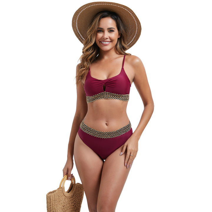 Women's High-Waisted Bikini Set with Fashionable Accent Details Mune Fashion