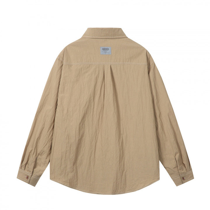 Men's overshirt in boxy cut with contrast stitching and patch chest pockets Mune Fashion