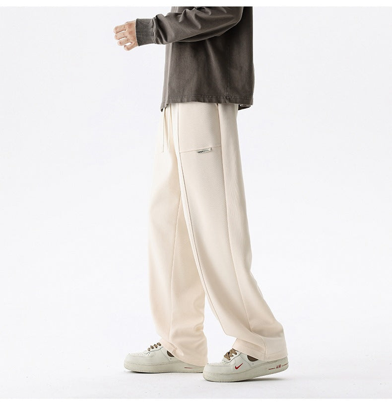 Men's Loose Relaxed Jogging Pants with Drawstring, Multifunctional Pocket & Straight Leg Mune Fashion