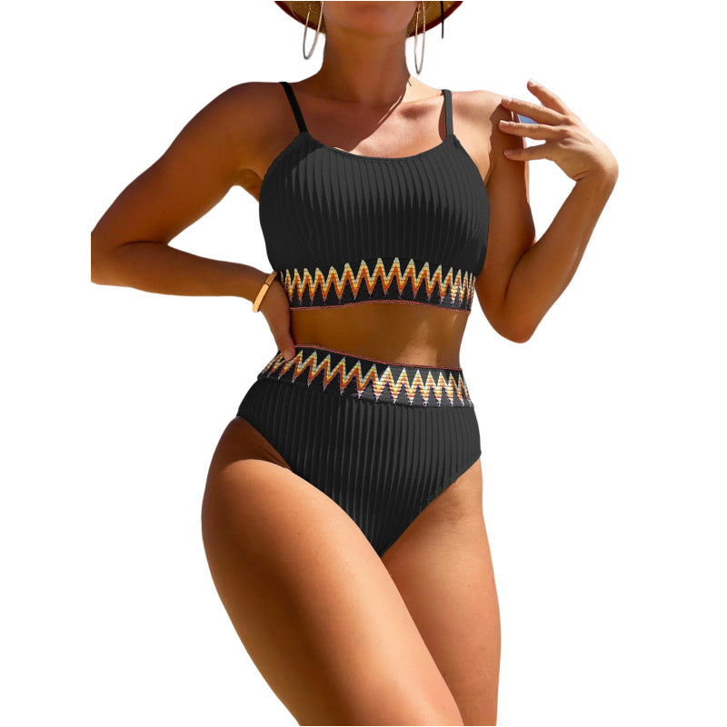 Women's High-Waisted Bikini Set with Refined Decorative Details Mune Fashion