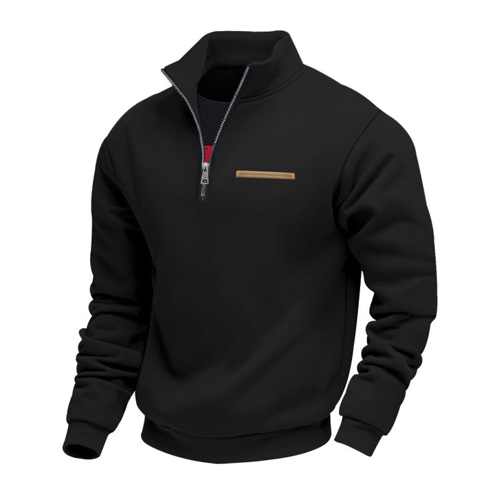 Men's Nan Sweatshirt with Half Zip, Stand Collar and Chest Welt Pocket Mune Fashion