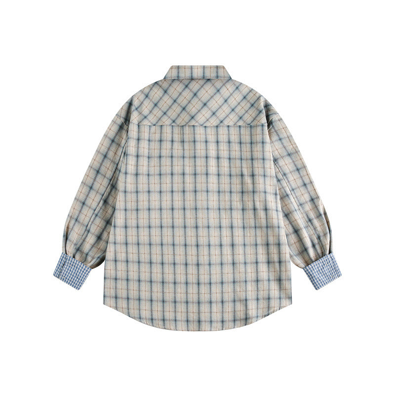 Unisex Oversize Shirt Jacket in Check Pattern with Asymmetric Chest Pocket and Contrast Cuffs Mune Fashion