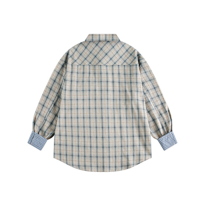 Unisex Oversize Shirt Jacket in Check Pattern with Asymmetric Chest Pocket and Contrast Cuffs Mune Fashion