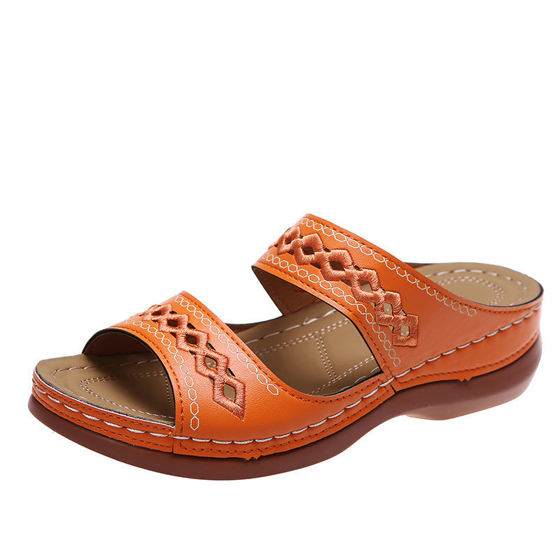 Women's comfort sandals with double strap, embroidery and padded footbed Mune Fashion