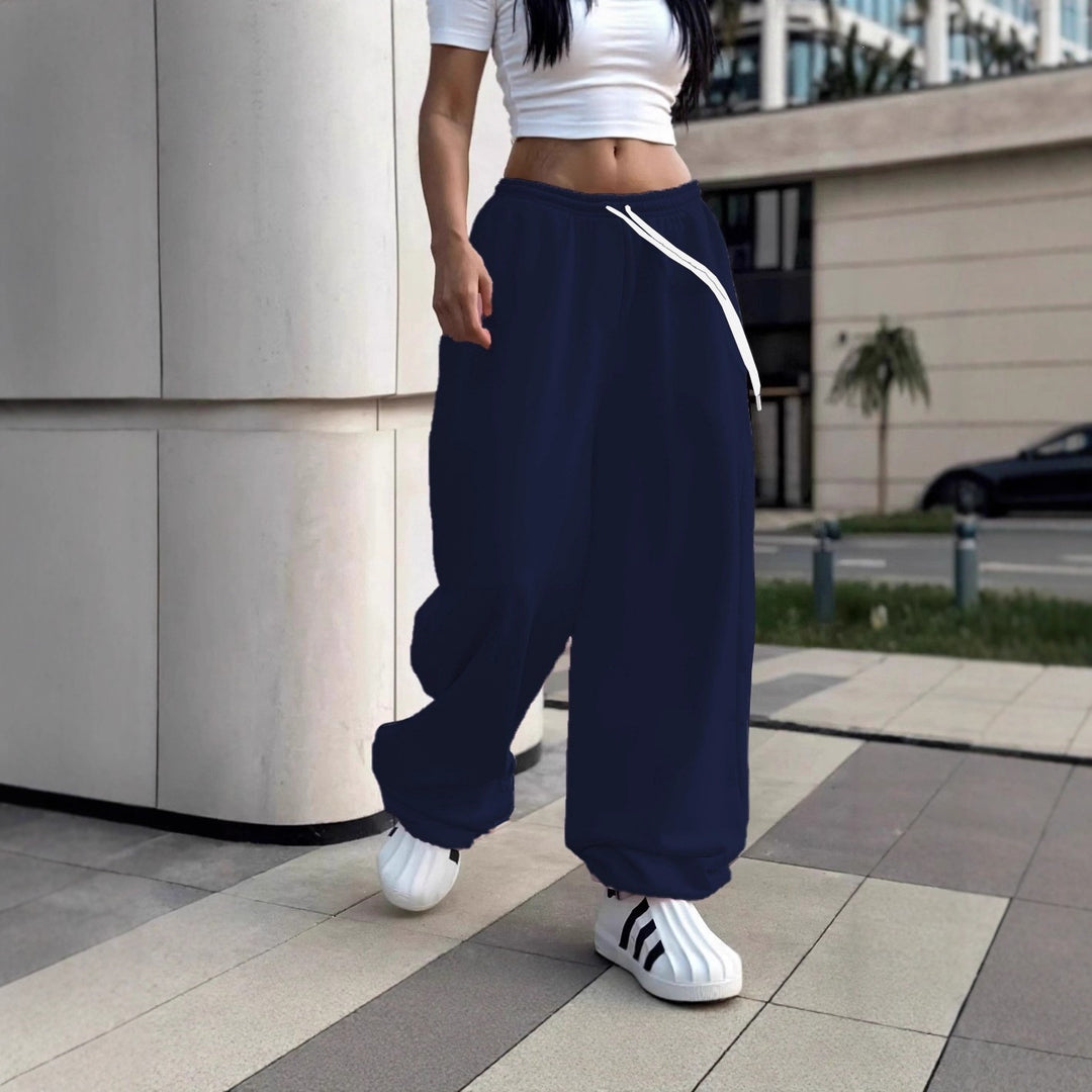 Women's wide Baggy joggers with a high comfort waistband, drawstring and elastic ankle cuffs Mune Fashion