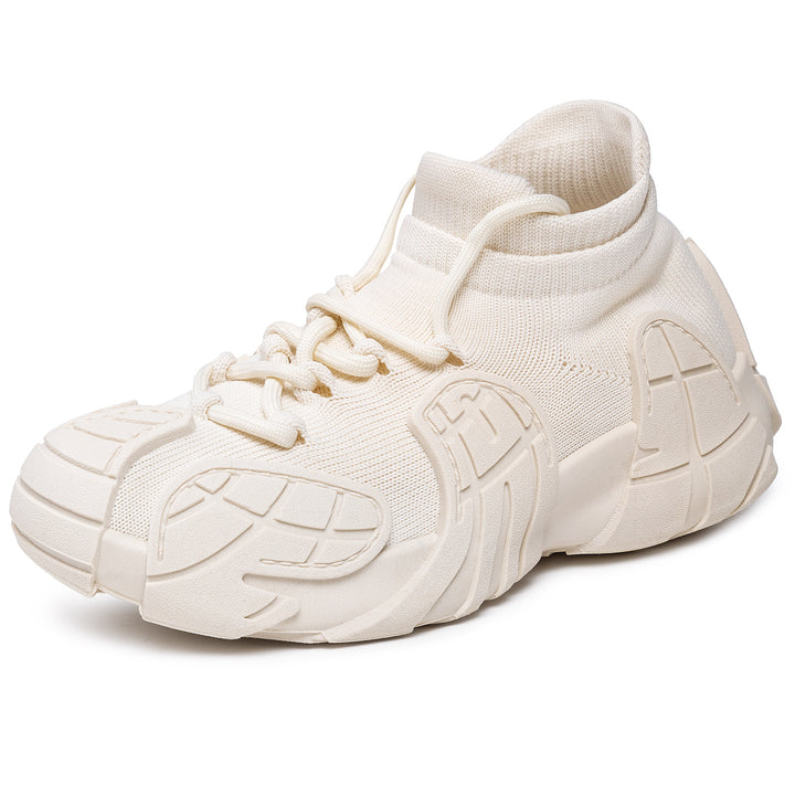 Men's sneaker made of solid material with sock-like knit shaft, molded rubber applications, and traction profile sole Mune Fashion