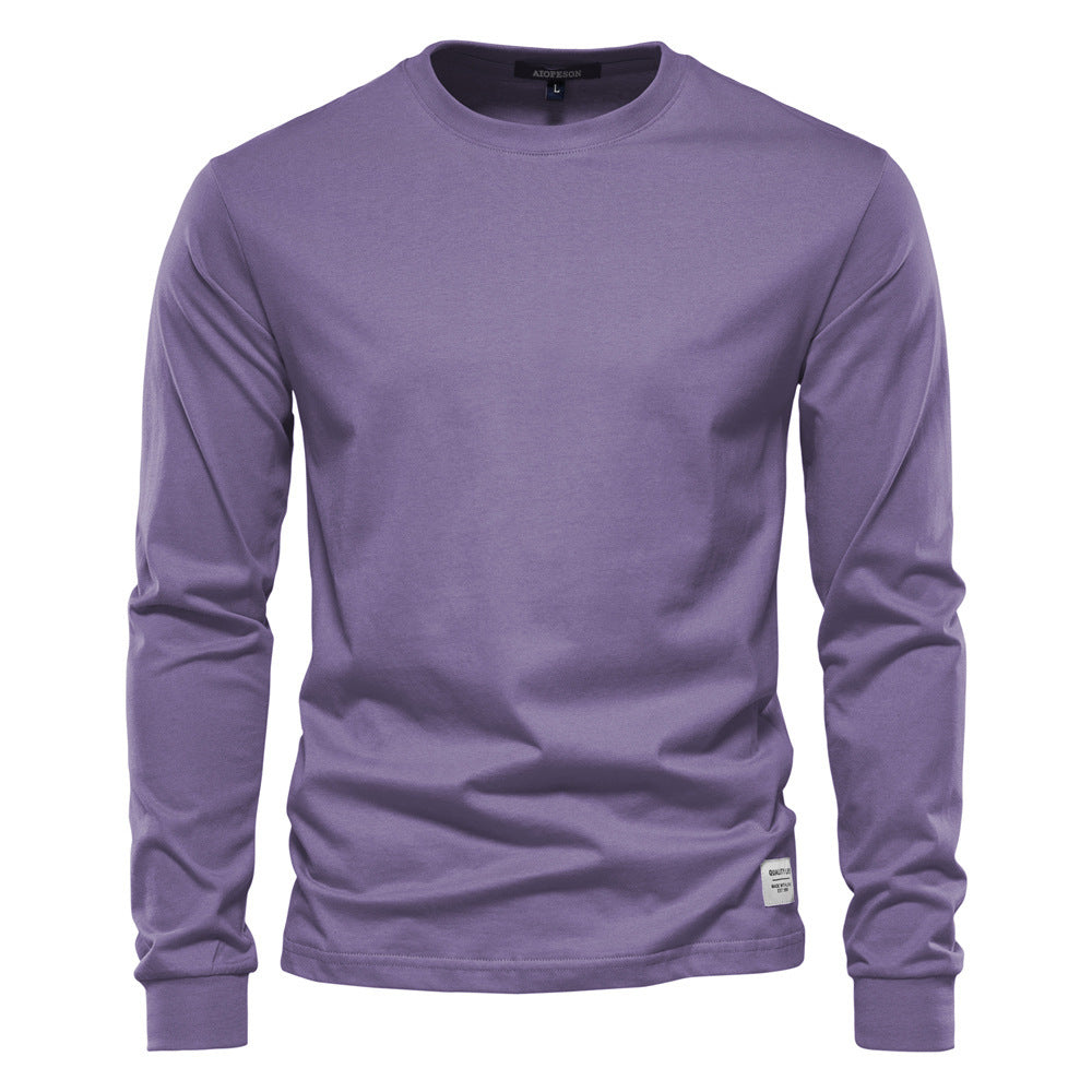 Men's classic long-sleeved cotton shirt with round neck and elastic cuffs Mune Fashion