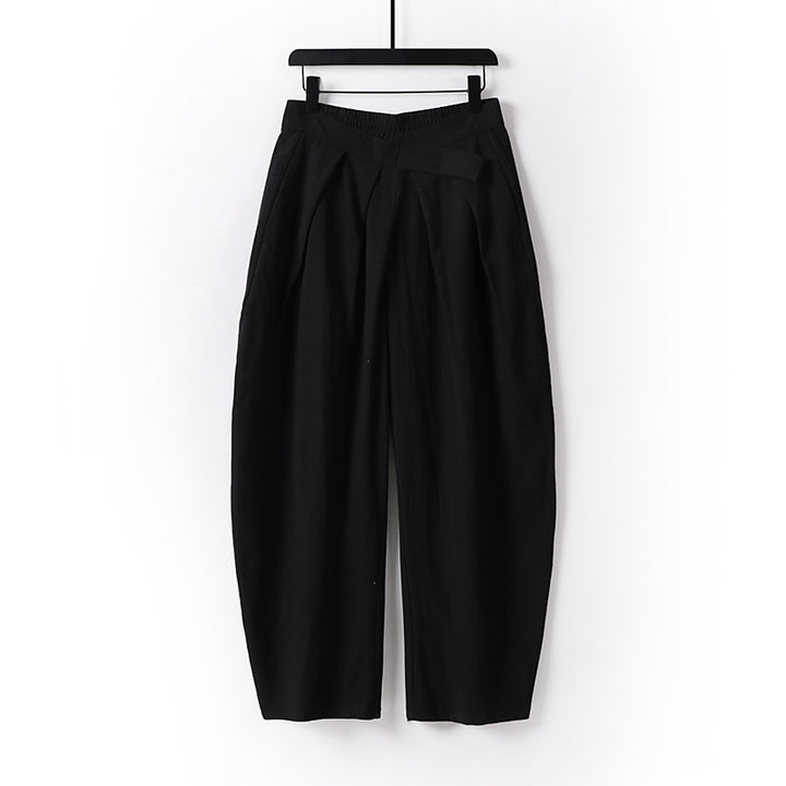 Women's High-Rise Culotte Pants with Pleats and Elastic Waistband Mune Fashion