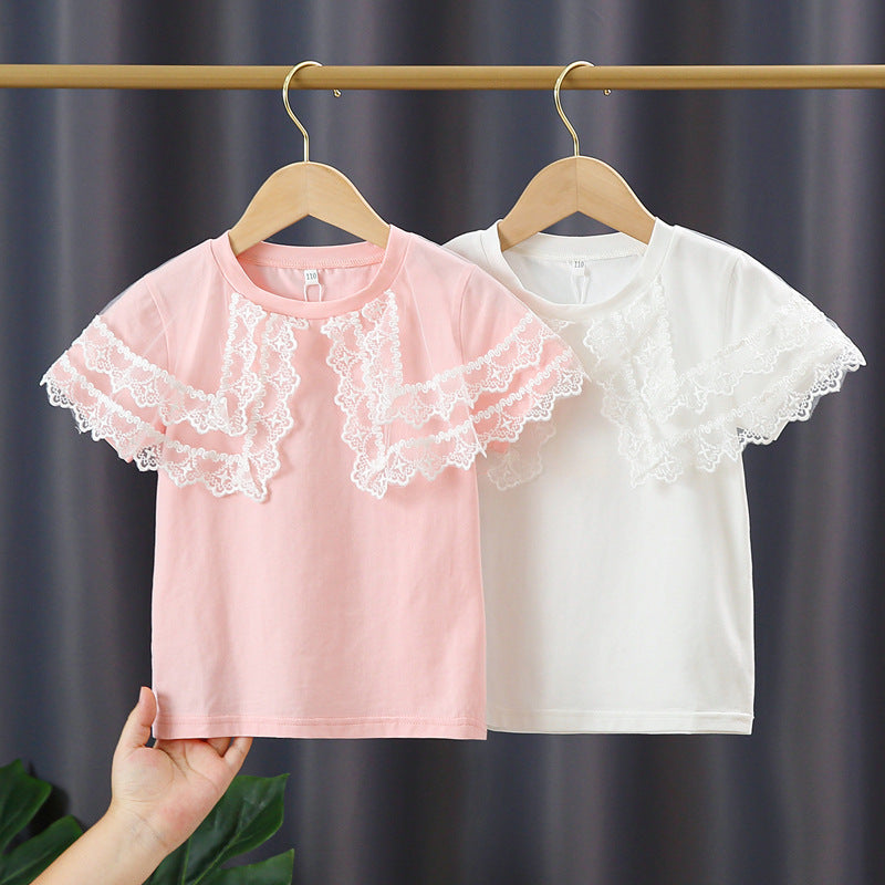 Girl T-shirt with lace sleeves Mune Fashion