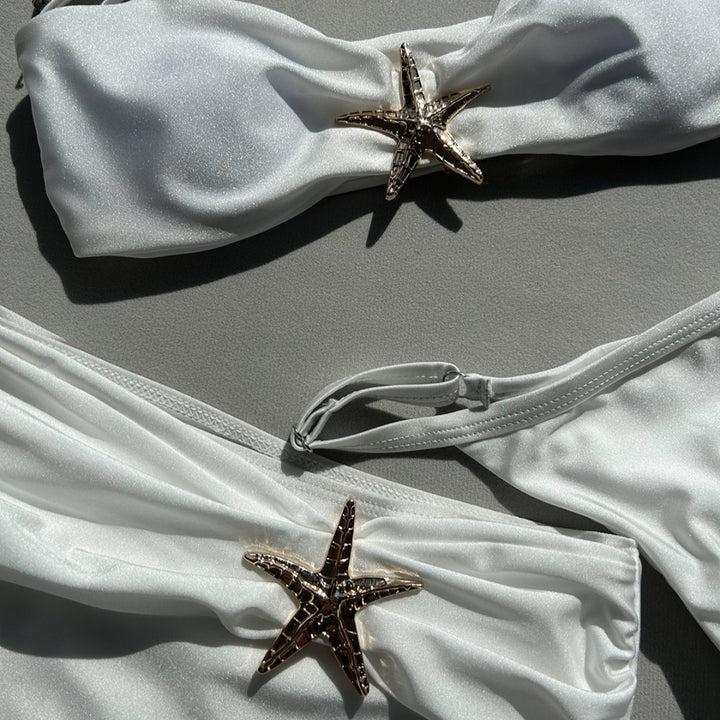 Women's bandeau bikini set with chic ruffle decoration and stylish skirt Mune Fashion