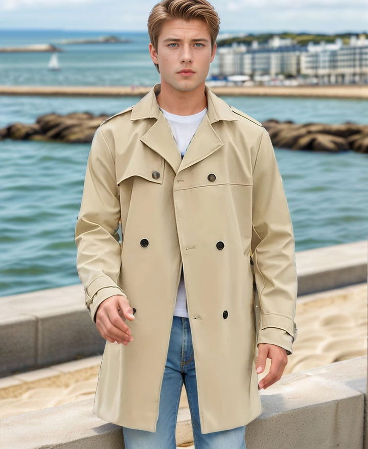 Men's urban raincoat in trench style with double-layer storm flap and adjustable cuffs Mune Fashion