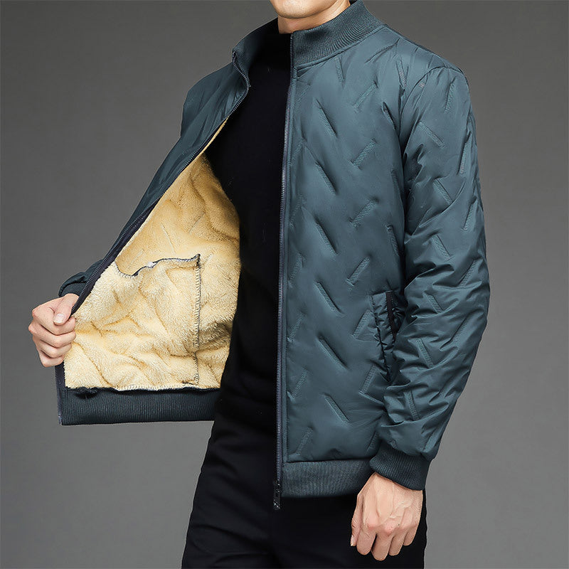 Men's lightweight quilted city insulation jacket with diagonal structure, stand-up collar, and two-way zipper Mune Fashion