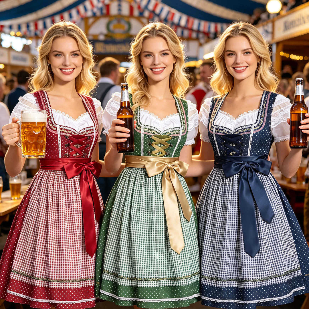 Ladies nan traditional dirndl dress with lacing and removable apron Mune Fashion