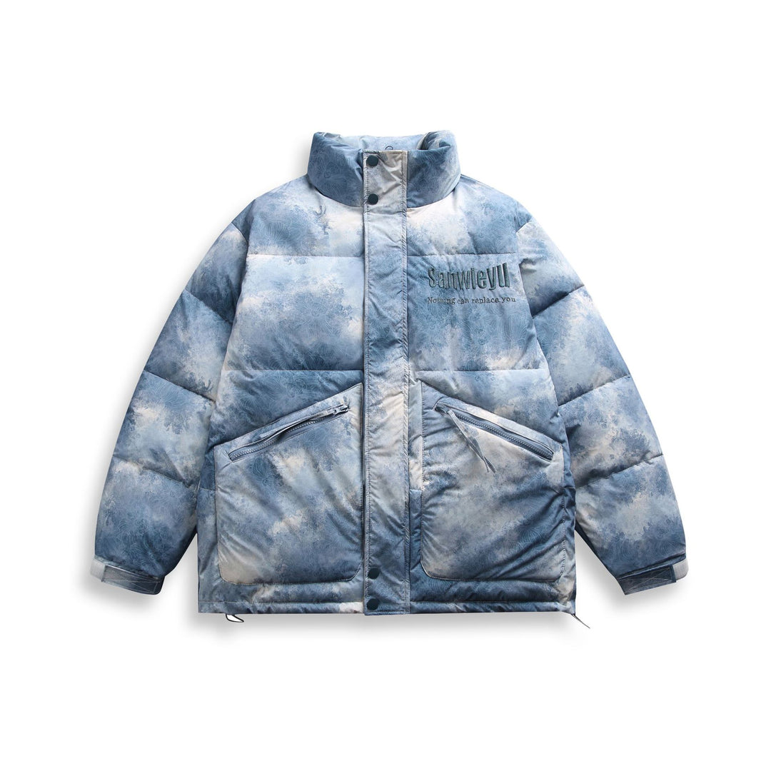 Unisex Short padded blouse jacket in boxy cut with high stand-up collar and diagonal zipper pockets Mune Fashion