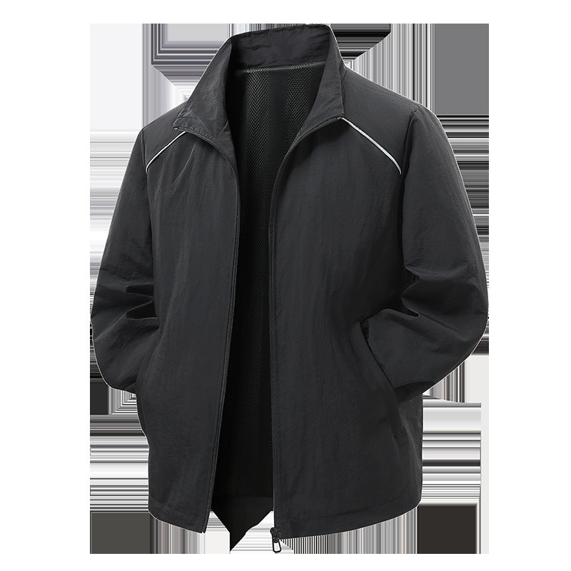 Men's Lightweight Wind and Rain Jacket with Mesh Lining and Reflective Shoulder Piping Mune Fashion