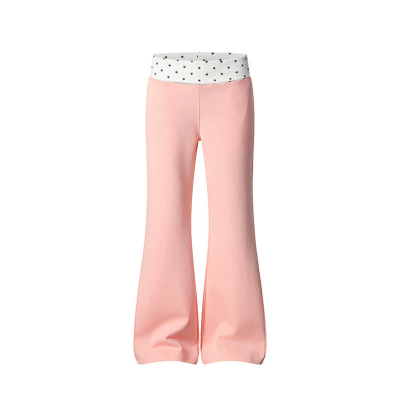 Women's Flared Lounge Pants with Cuff Waistband and Star Motif Mune Fashion