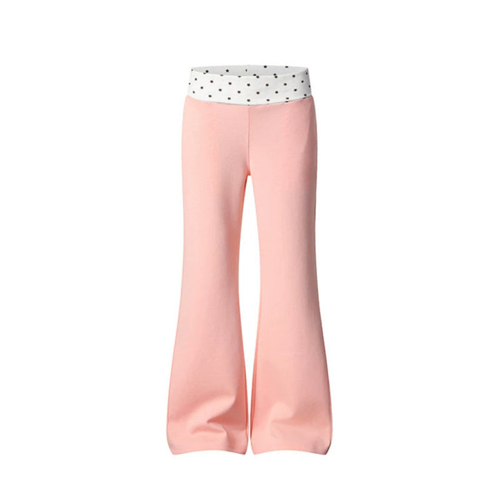 Women's Flared Lounge Pants with Cuff Waistband and Star Motif Mune Fashion