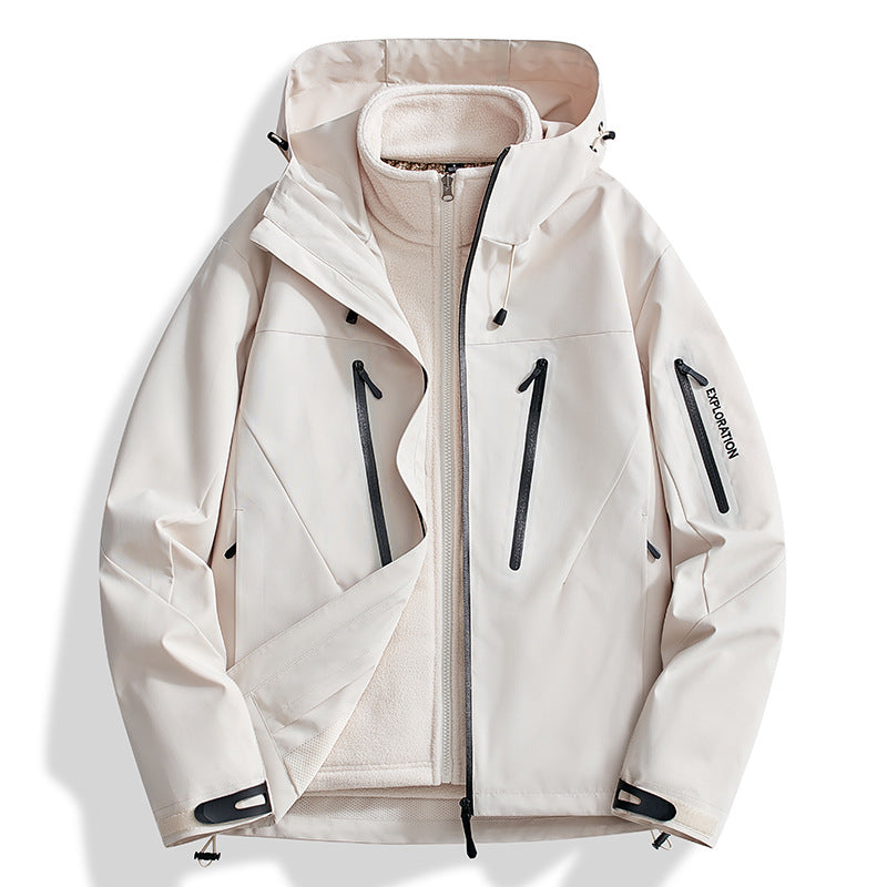 Men's two-in-one softshell outdoor jacket with detachable fleece inner jacket and waterproof zippers Mune Fashion