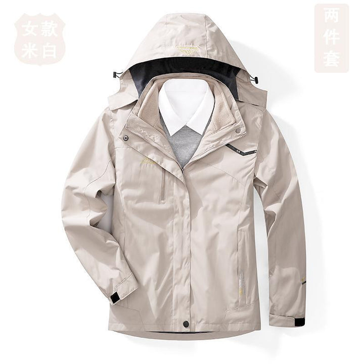 Men's two-layer waterproof outdoor jacket with fleece collar and hood Mune Fashion