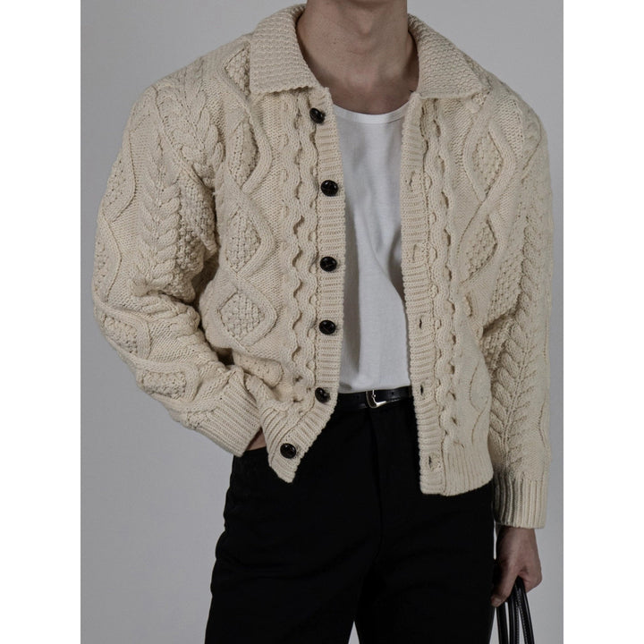 Men's chunky knit jacket with stand-up collar Mune Fashion