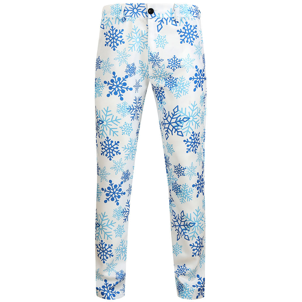 Men's Christmas Slim-Fit Chino Pants with Allover Santa Print and Stretch Comfort Mune Fashion