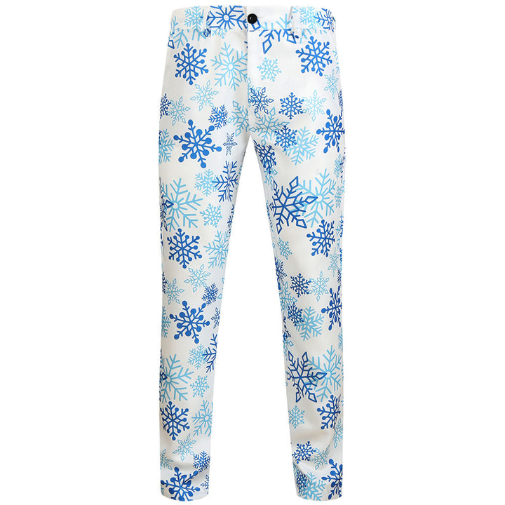Men's Christmas Slim-Fit Chino Pants with Allover Santa Print and Stretch Comfort Mune Fashion