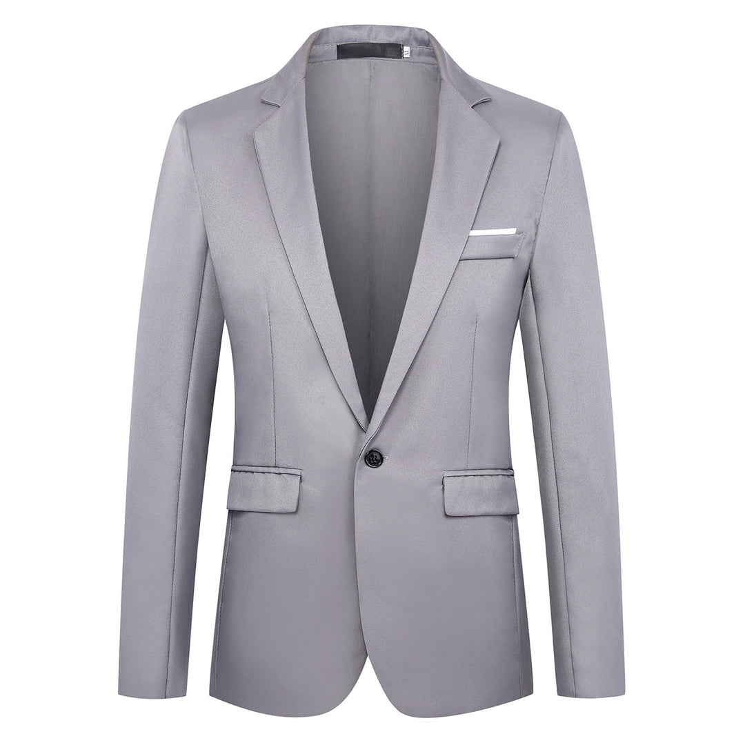 Men's fitted satin blazer with slim silhouette, notch lapel and decorative chest piping Mune Fashion