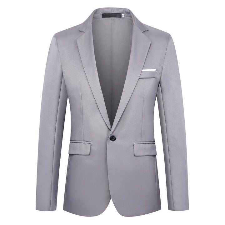 Men's fitted satin blazer with slim silhouette, notch lapel and decorative chest piping Mune Fashion