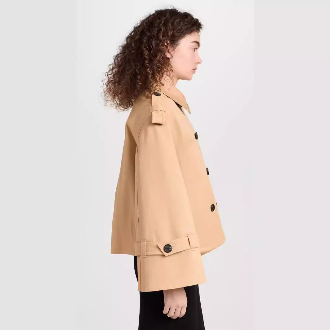 Women's Short Double-Breasted Trench Coat in Boxy Cut Mune Fashion