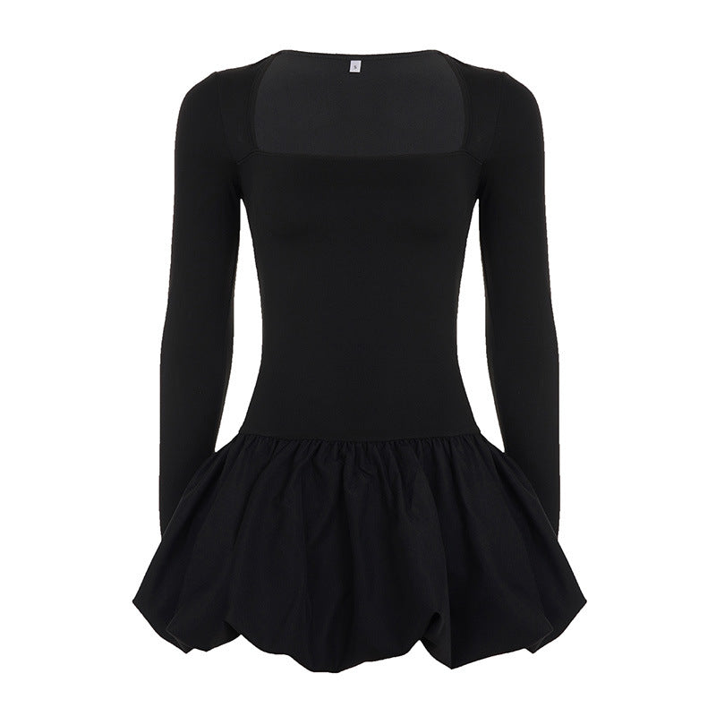 Ladies' form-fitting ballet bodysuit with long sleeves and gathered tulip skirt Mune Fashion