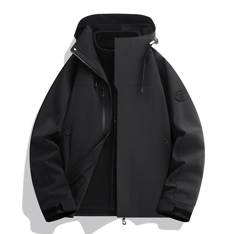 Unisex Water-Repellent Softshell Jacket with Fleece Lining and Adjustable Hood Mune Fashion