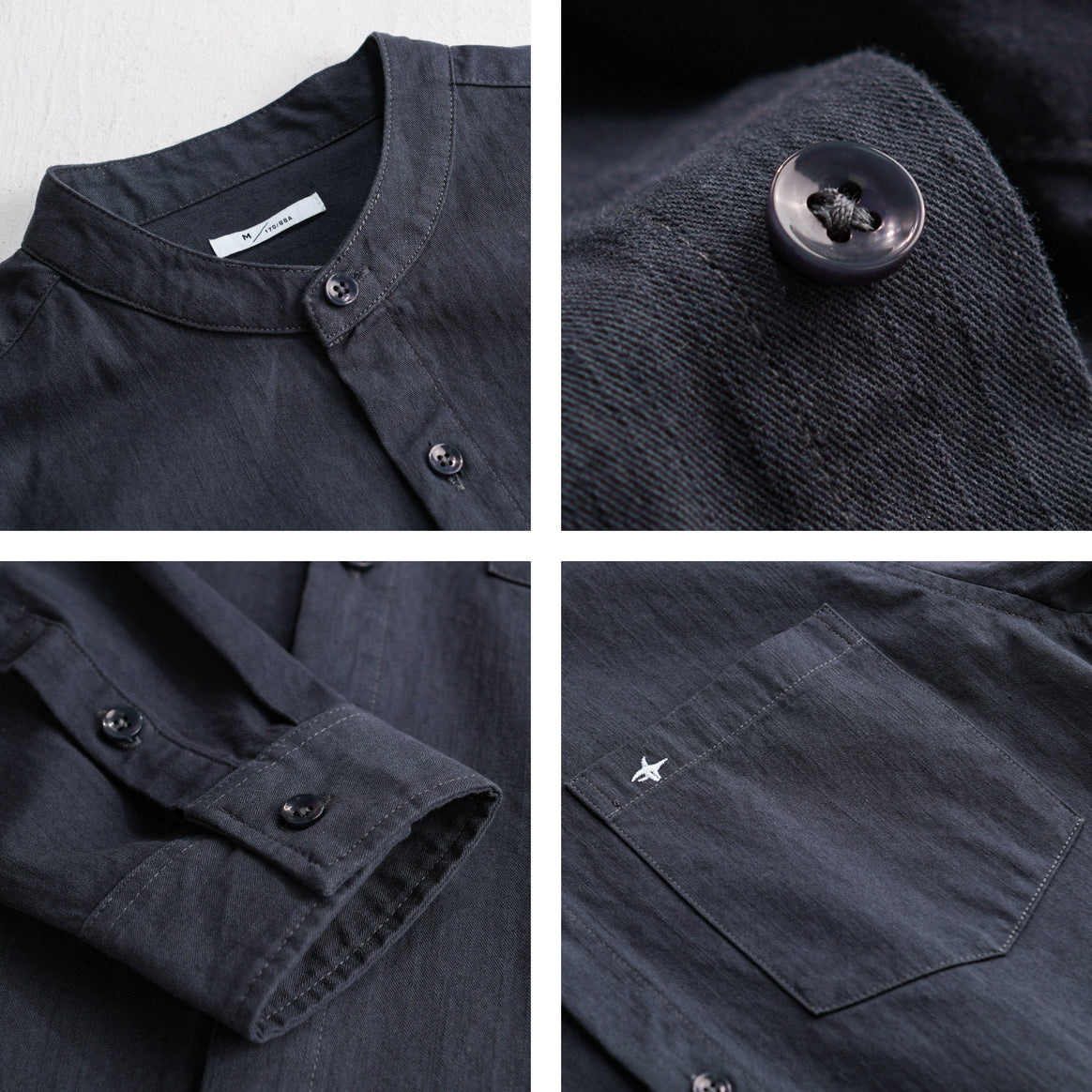 Men's Lightweight Cotton Shirt with Stand Collar, Chest Pocket and Relaxed Fit Mune Fashion