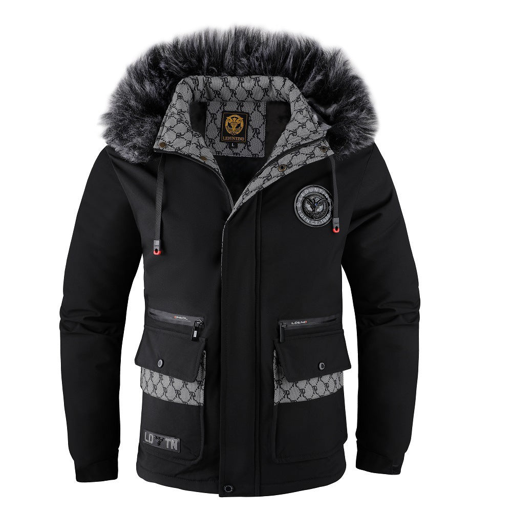 Men's padded winter parka with faux fur hood, thermal insulation, and multifunctional pockets Mune Fashion